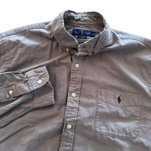 Polo Ralph Lauren Classic Fit Button Down Shirt Mens XL Gray Cotton Long Sleeve